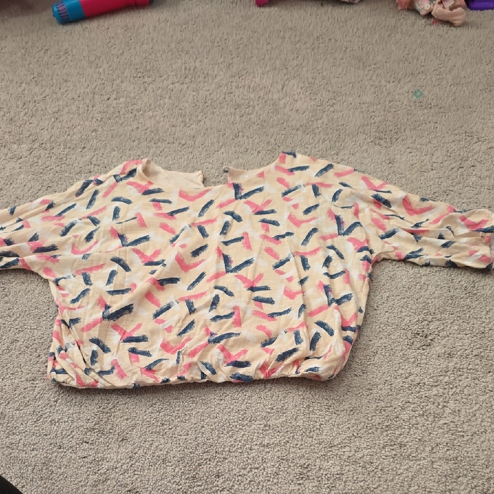 Stem Pink and Blue Brushstroke Top